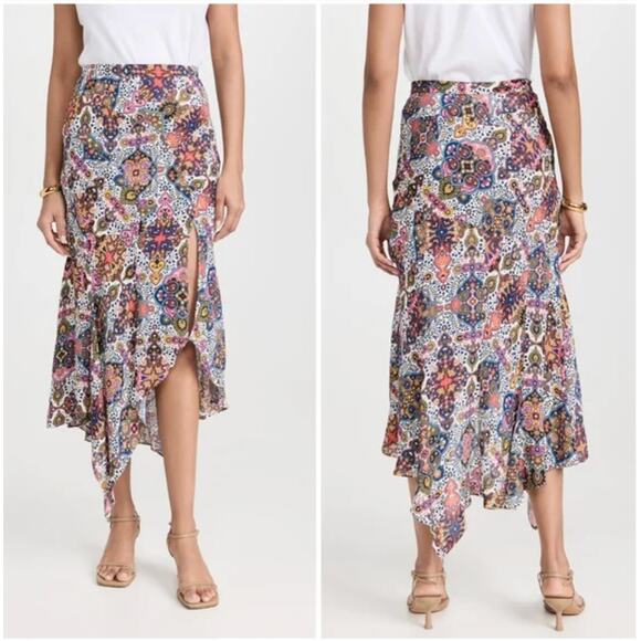 Veronica Beard Mac Midi Skirt Multicolor Asymmetric Hem Feminine 12